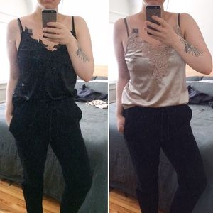 2 x NWOT Listicle Velvet & Lace Camis